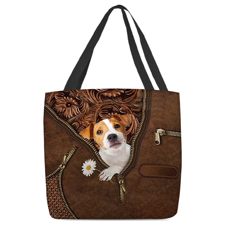 Jack Russell Terrier Holding Daisy Tote Bag