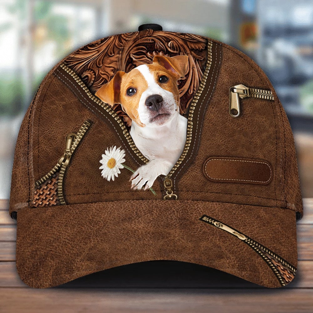 Jack Russell Terrier Holding Daisy Unisex Cap