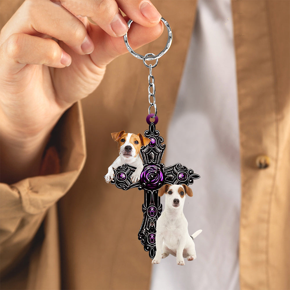 Jack Russell Pray For God Acrylic Keychain