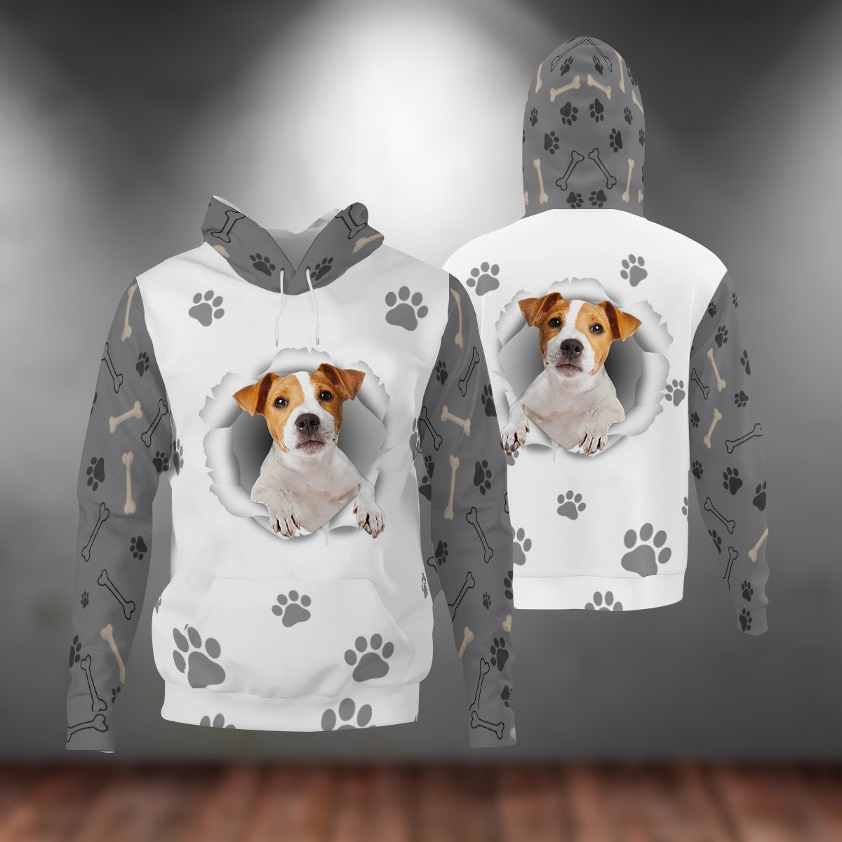 Jack Russell Terrier-Paw Dog Unisex Hoodie