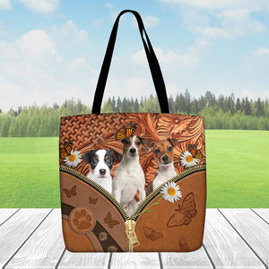Jack Russell Terrier Daisy Flower And Butterfly Tote Bag