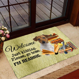 Jack Russell Terrier Doormat-Welcome.Just kidding. Please, go home. I'm Reading.