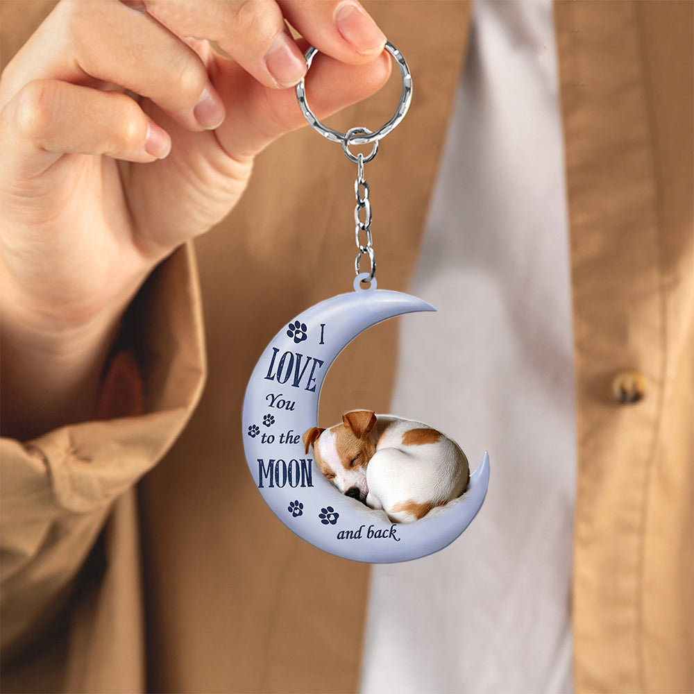 Jack Russell Terrier I Love You To The Moon And Back Flat Acrylic Keychain