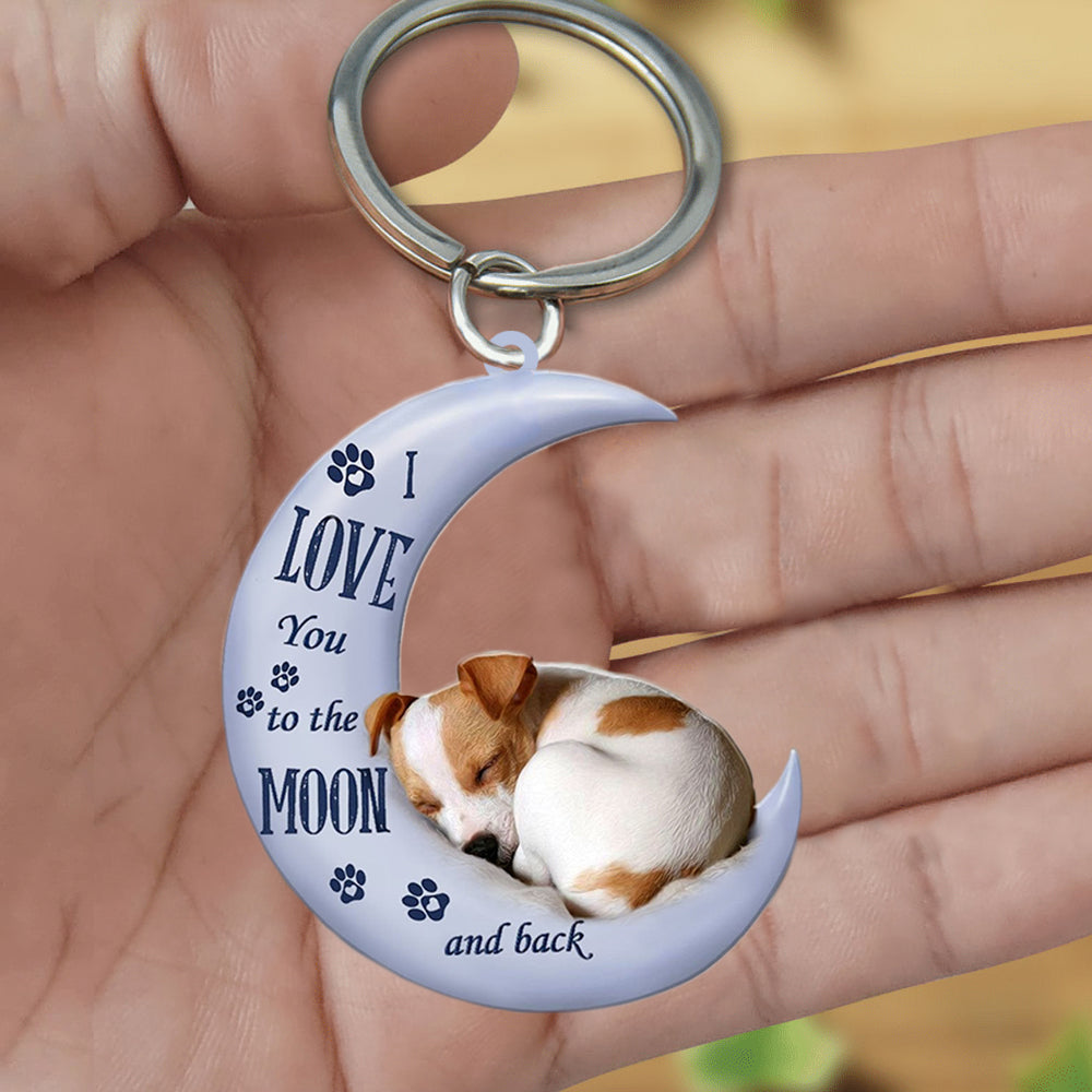 Jack Russell Terrier I Love You To The Moon And Back Flat Acrylic Keychain