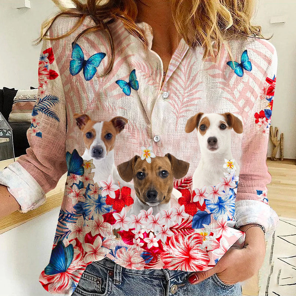 Jack Russell Terrier Floral Casual Shirt