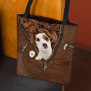 Jack Russell Terrier02 Holding Daisy Tote Bag