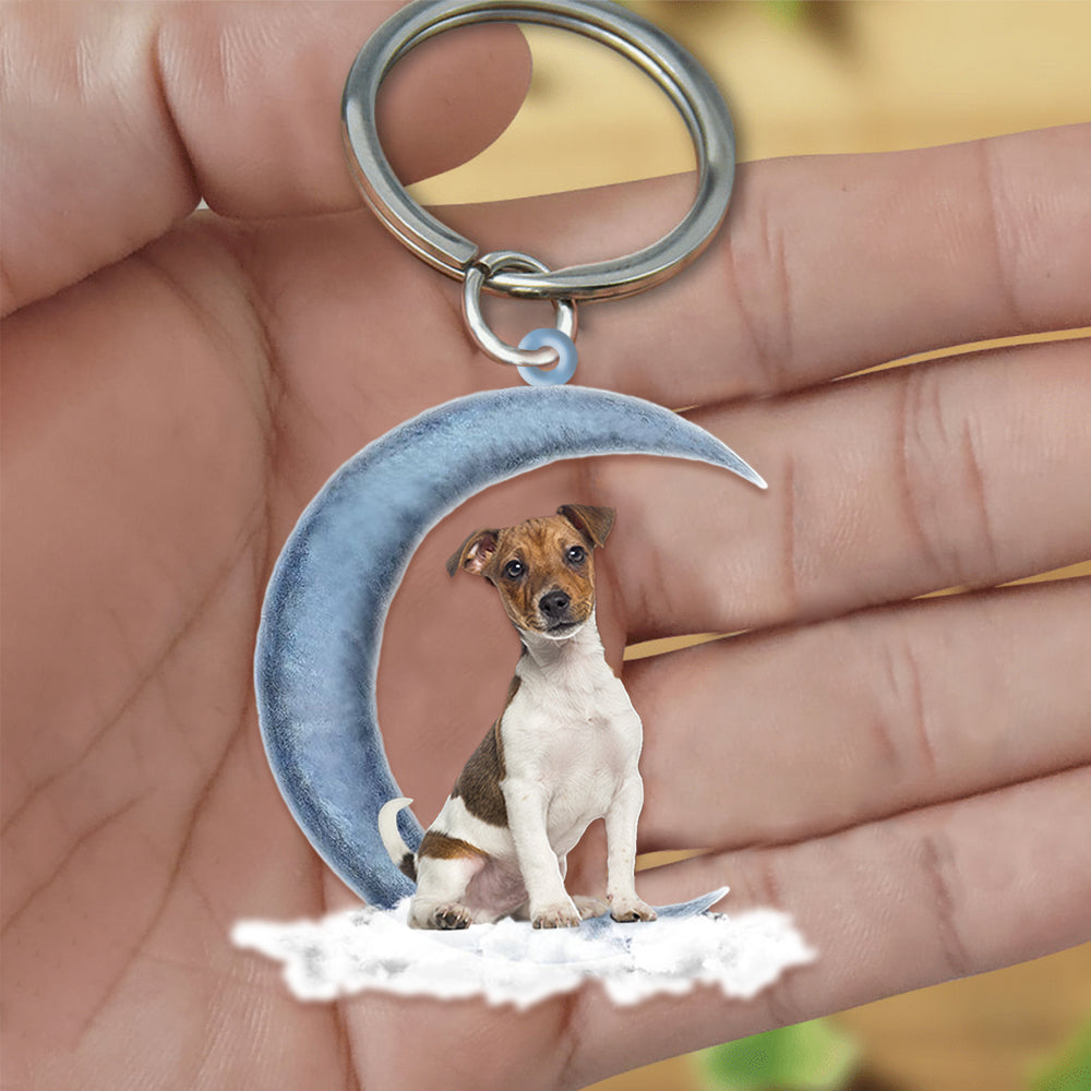 Jack Russell Terrier On The Moon Flat Acrylic Keychain