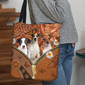 Jack Russell Terrier Daisy Flower And Butterfly Tote Bag