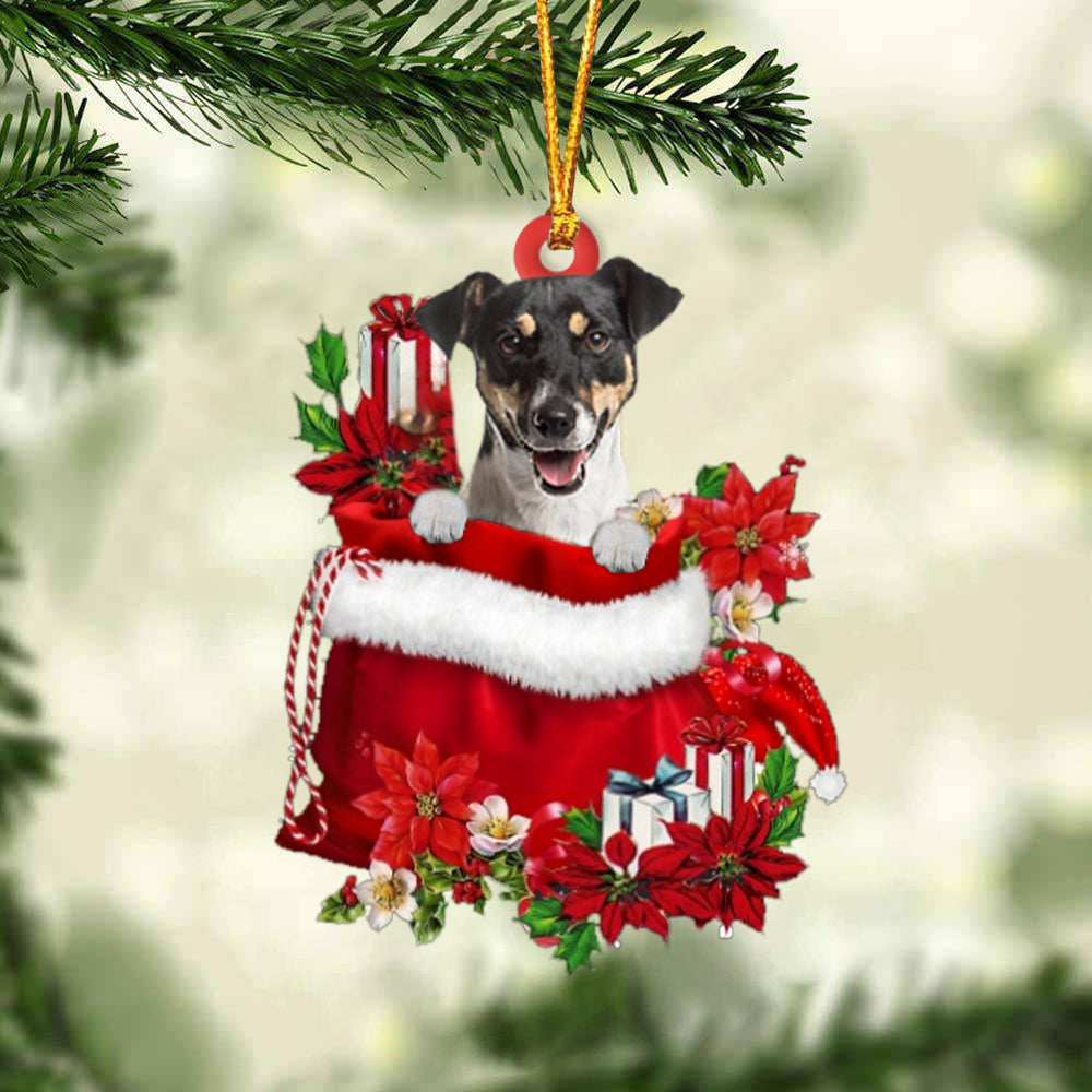Jack Russell Terrier In Gift Bag Christmas Ornament