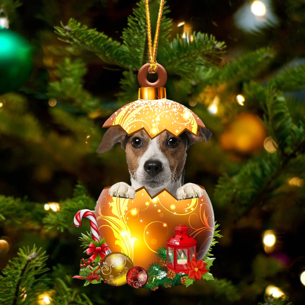 Jack Russell Terrier In Golden Egg Christmas Ornament