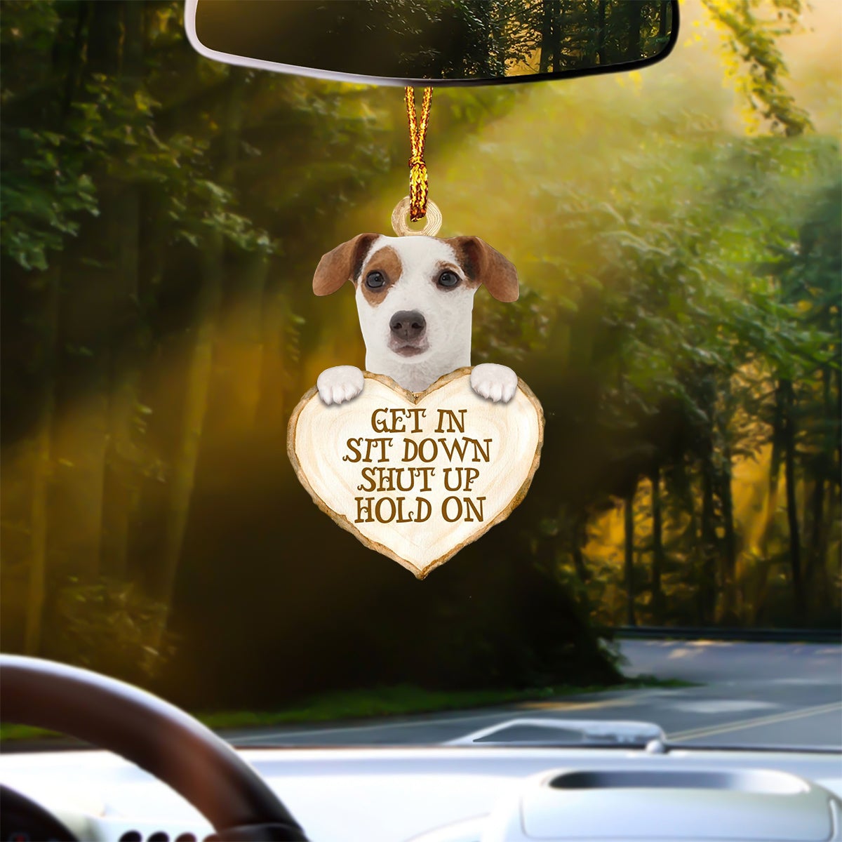 Jack Russell Terrier Heart Shape Get In Car Hanging Ornament