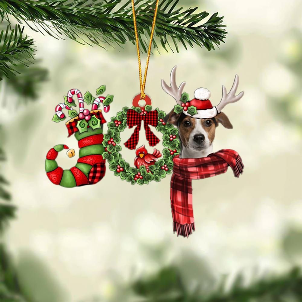 Jack Russell Terrier JOY Reindeer Hanging Ornament