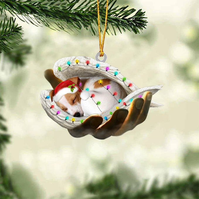 Jack Russell Terrier Sleeping Angel In God Hand Christmas Ornament