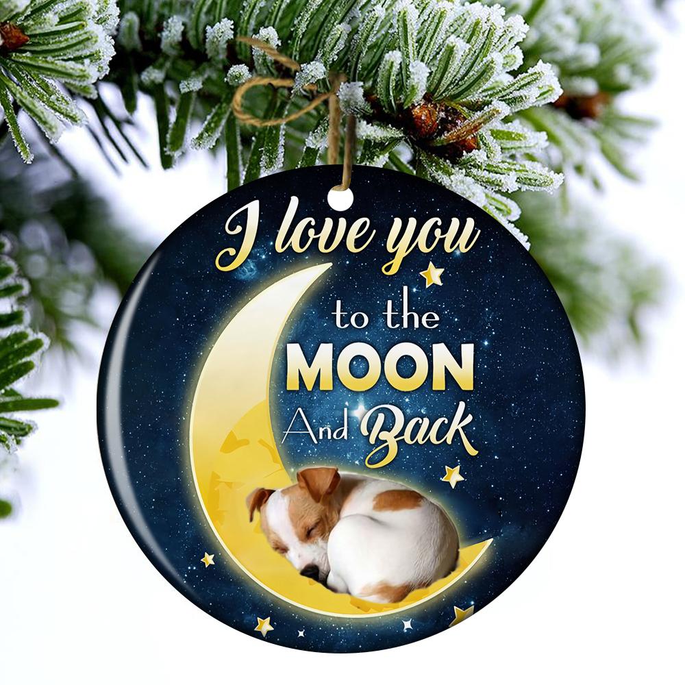 Jack Russell Terrier I Love You To The Moon And Back Porcelain/Ceramic Ornament