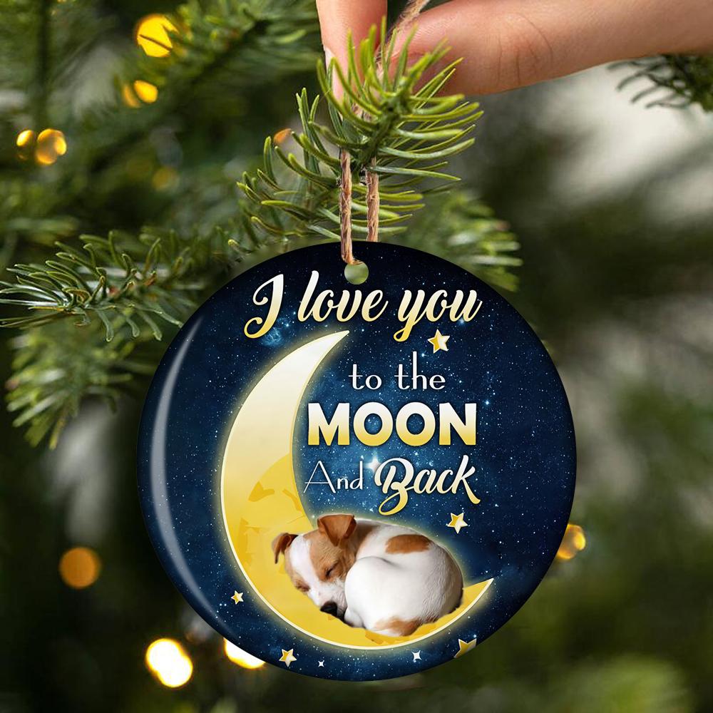 Jack Russell Terrier I Love You To The Moon And Back Porcelain/Ceramic Ornament