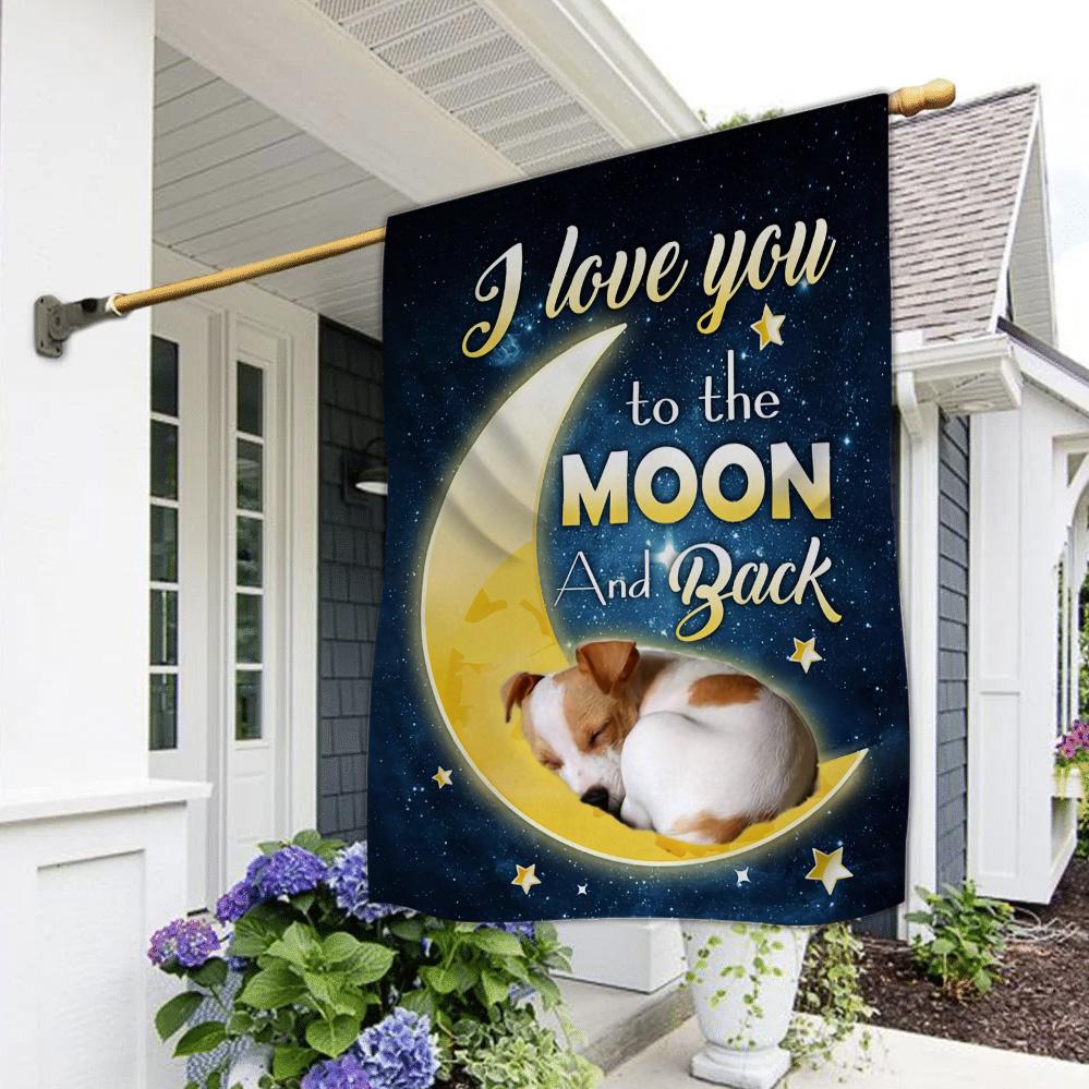 Jack Russell Terrier I Love You To The Moon And Back Garden Flag