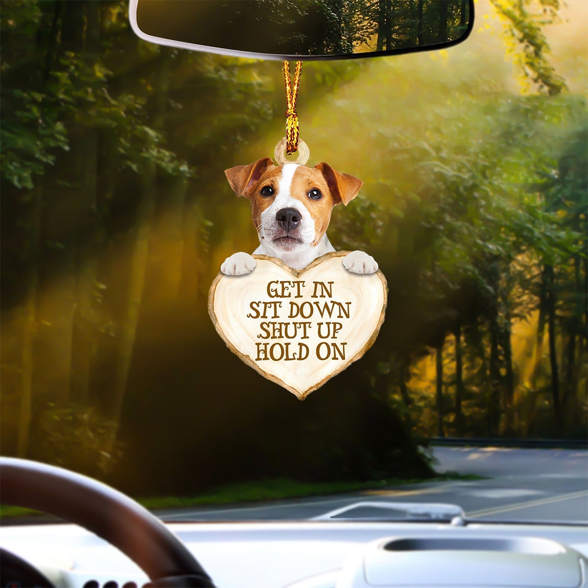 Jack Russell Terrier Heart Shape Get In Car Hanging Ornament