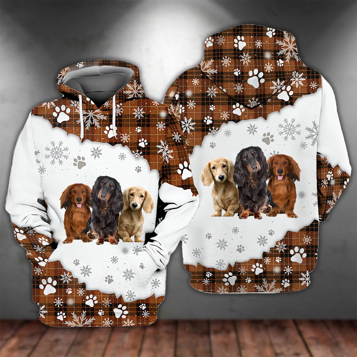 LONG HAIRED Dachshund Happy Holiday Unisex Hoodie
