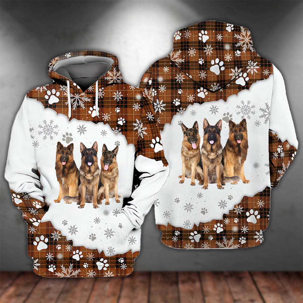 LONG HAIRED German Shepherd Happy Holiday Unisex Hoodie