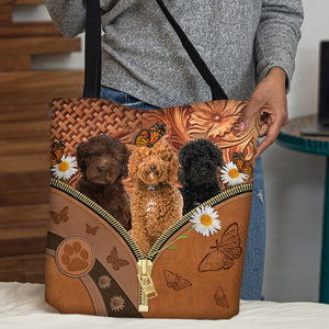 Labradoodle Daisy Flower And Butterfly Tote Bag
