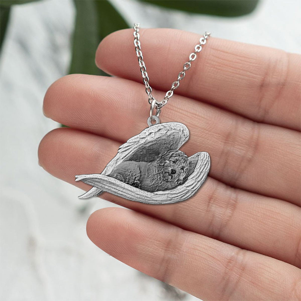 Labradoodle Sleeping Angel Necklace