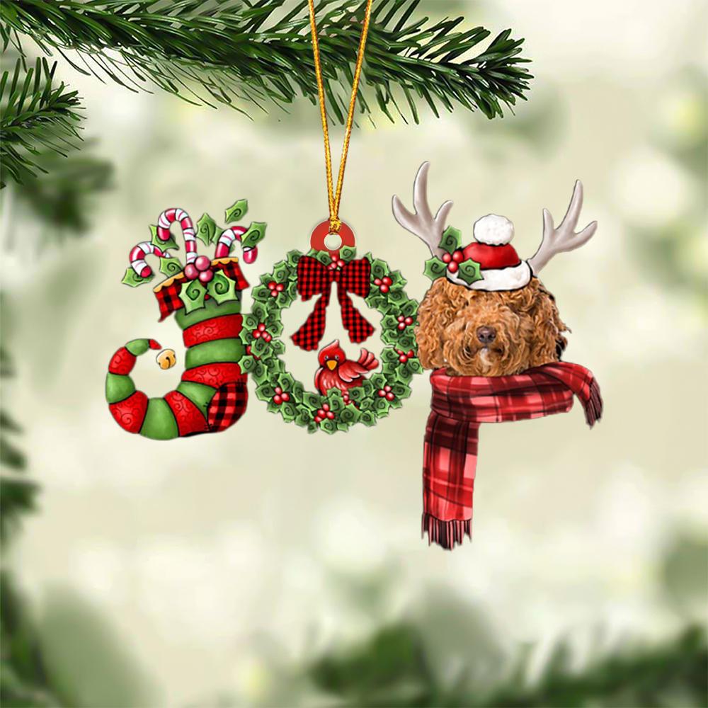 Labradoodle JOY Reindeer Hanging Ornament