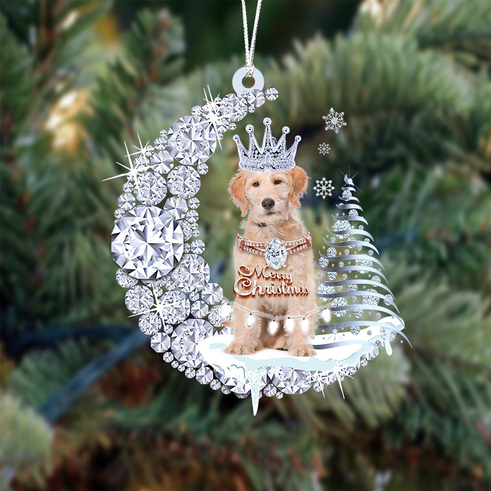 Labradoodle Diamond Moon Merry Christmas Ornament