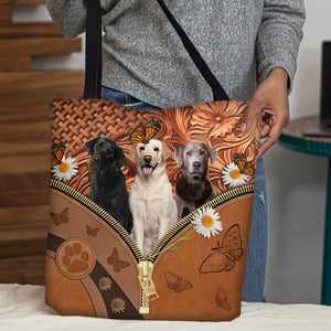 Labrador Daisy Flower And Butterfly Tote Bag