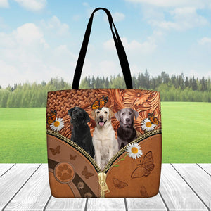 Labrador Daisy Flower And Butterfly Tote Bag