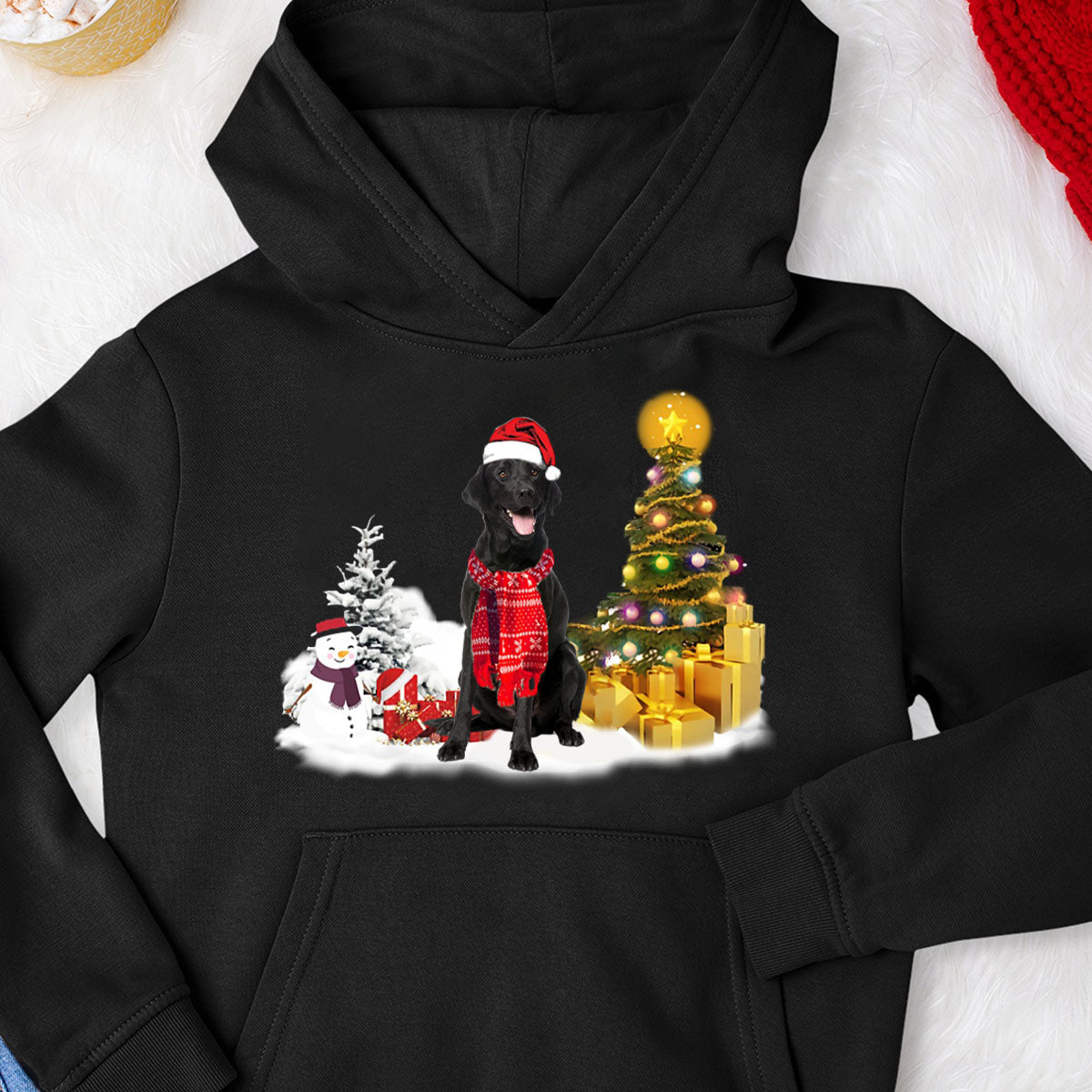 Unisex Merry Christmas Black Labrador Retriever Hoodie
