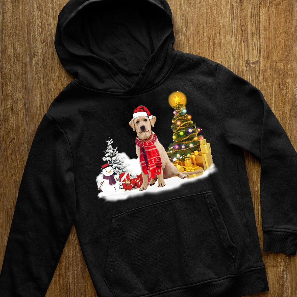 Unisex Merry Christmas Yellow Labrador Retriever Hoodie