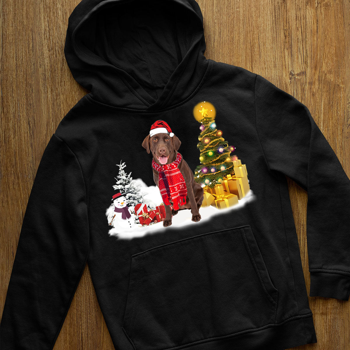 Unisex Merry Christmas Chocolate Labrador Retriever Hoodie