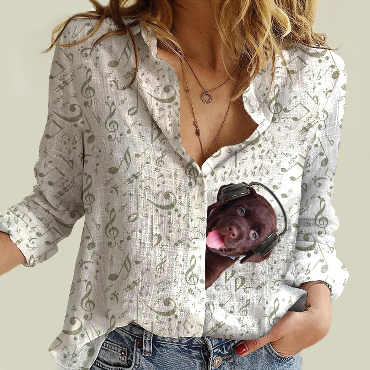 Great Music With Labrador 02 - Women's Long-Sleeve Shirt