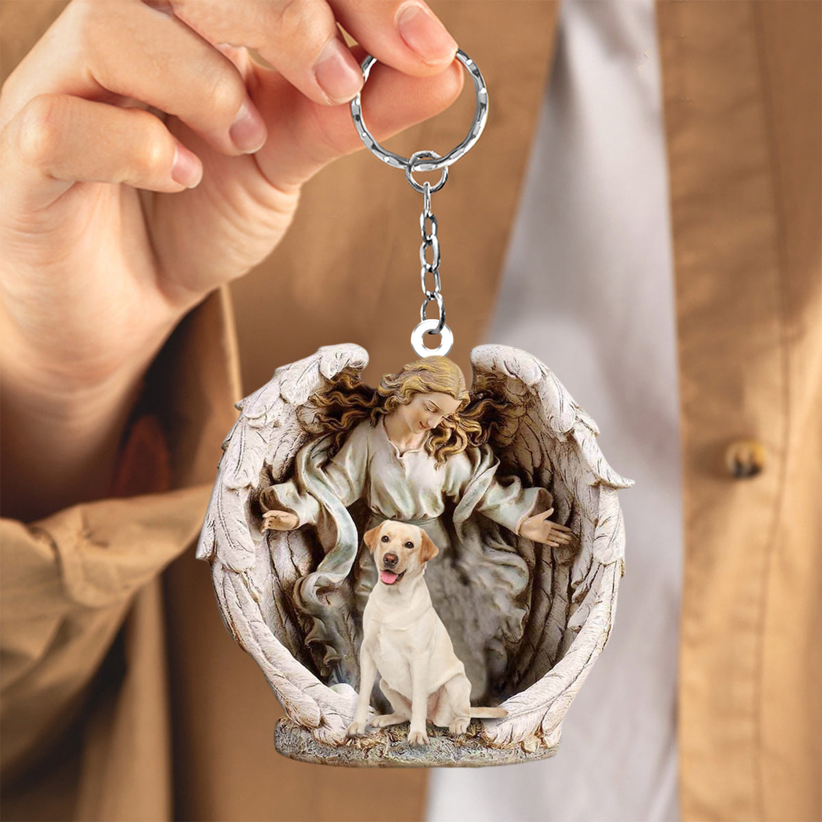 Angel Hug Labrador Acrylic Keychain