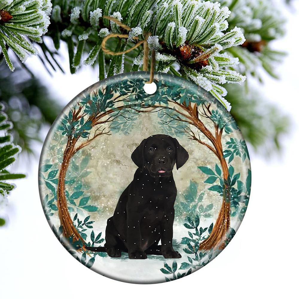 Labrador Puppy Among Forest Porcelain/Ceramic Ornament
