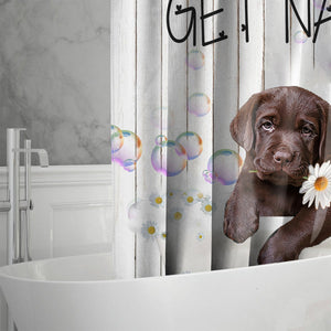 Labrador Retriever Get Naked Daisy Shower Curtain