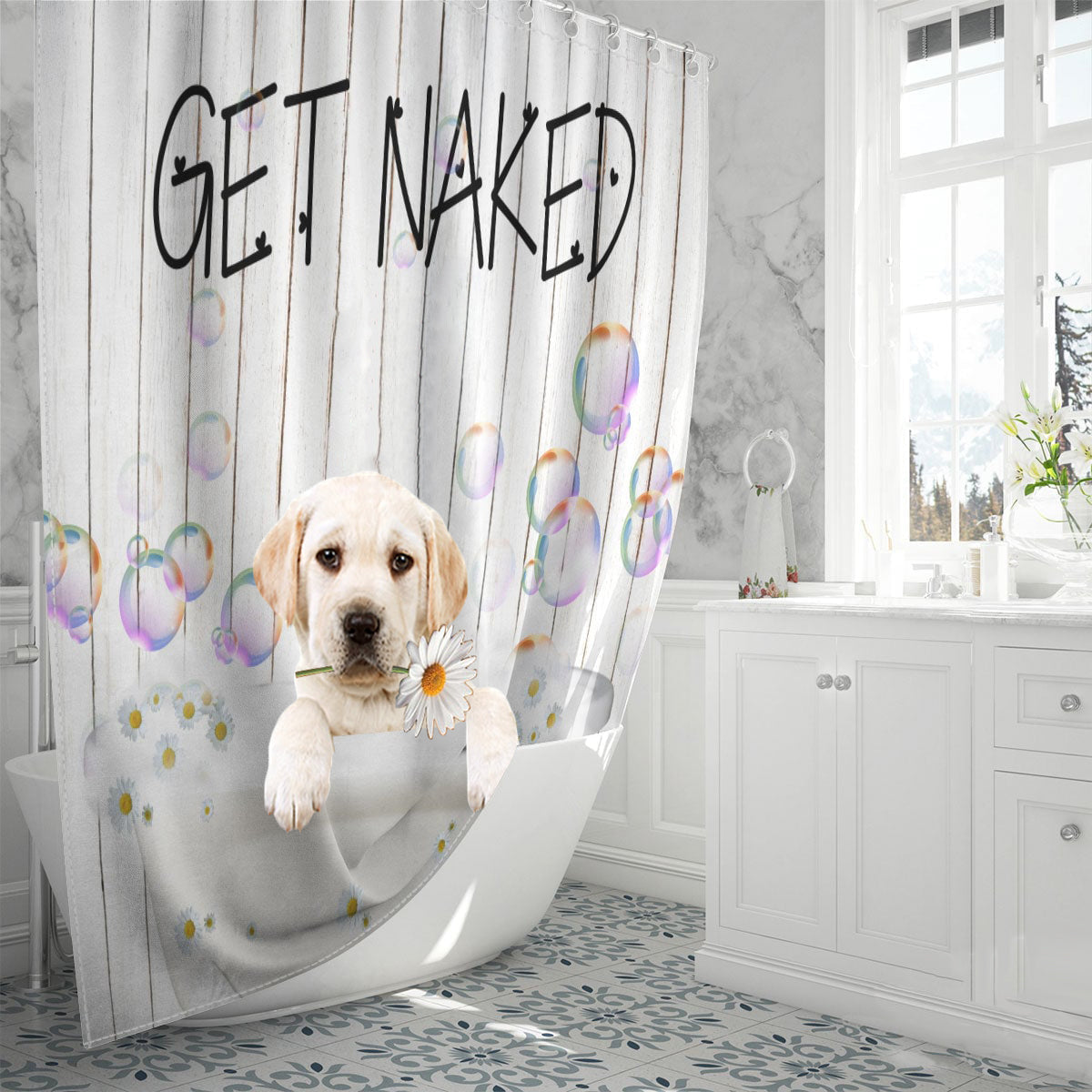 Labrador Retriever08 Get Naked Daisy Shower Curtain
