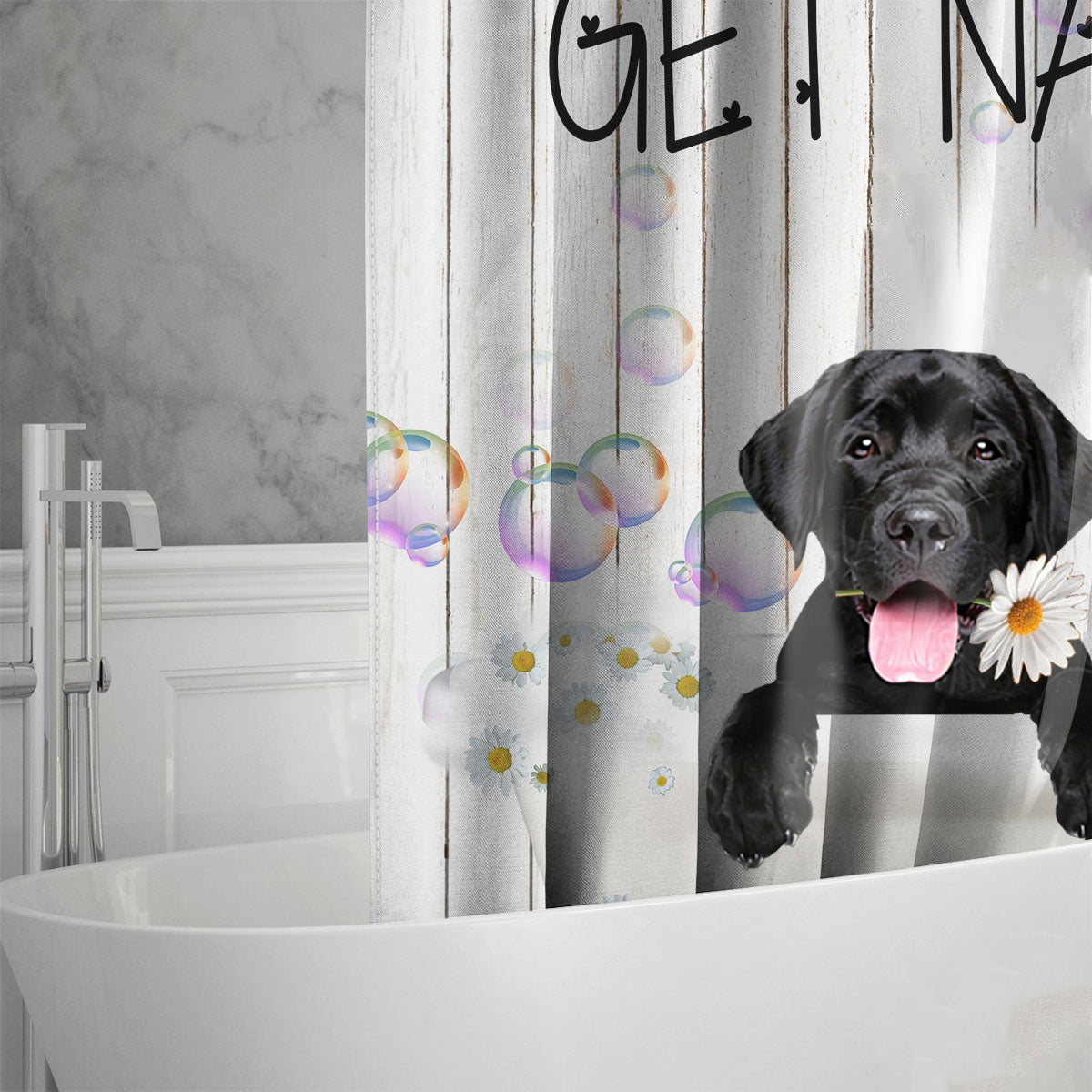 Labrador Retriever 2 Get Naked Daisy Shower Curtain