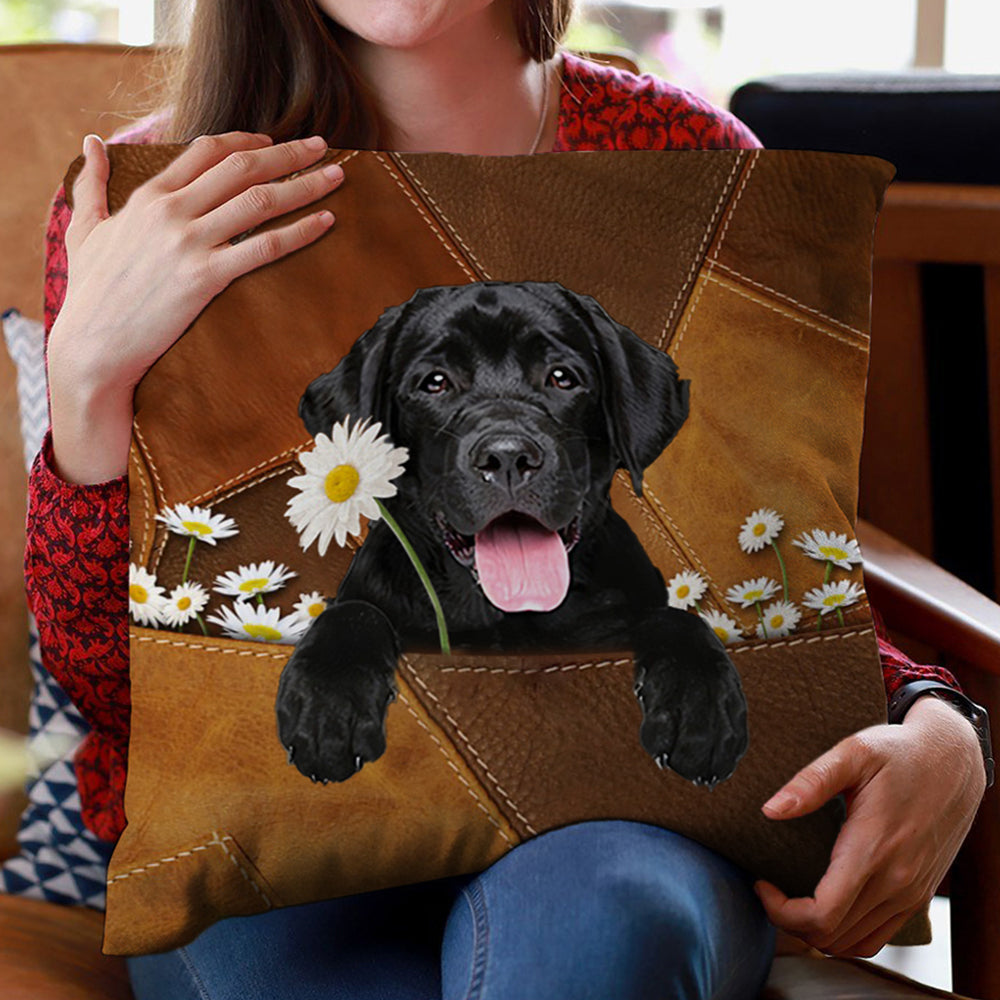 Labrador Retriever 2 Holding Daisy Pillow Case
