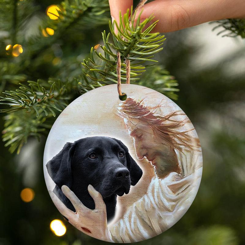 New Release -Black Labrador Retriever With God Porcelain/Ceramic Ornament