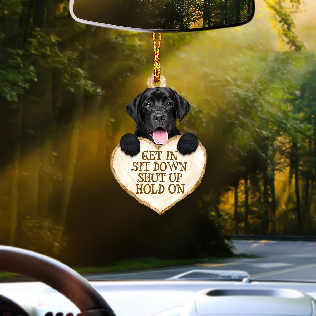 Labrador Retriever 2 Heart Shape Get In Car Hanging Ornament