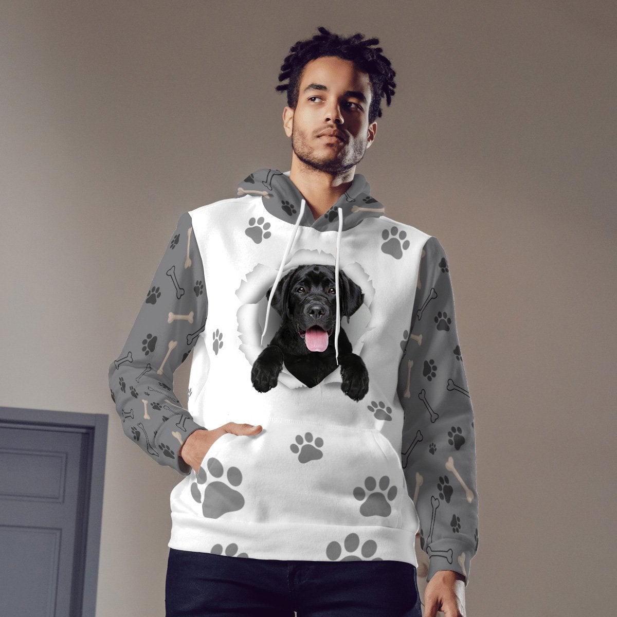 Black Labrador Retriever-Paw Dog Unisex Hoodie