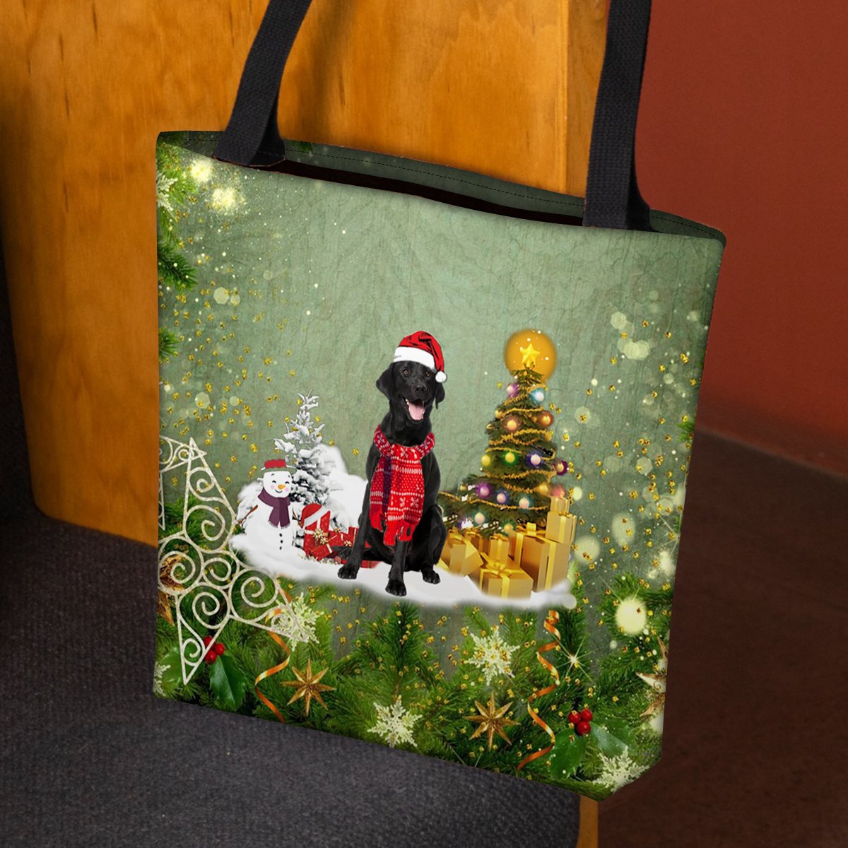 Black Labrador Retriever Merry Christmas Tote Bag
