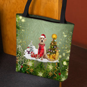 Yellow Labrador Retriever Merry Christmas Tote Bag