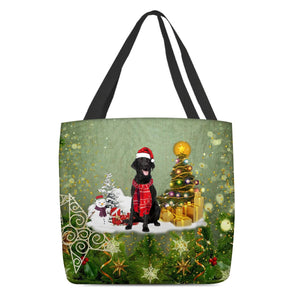 Black Labrador Retriever Merry Christmas Tote Bag