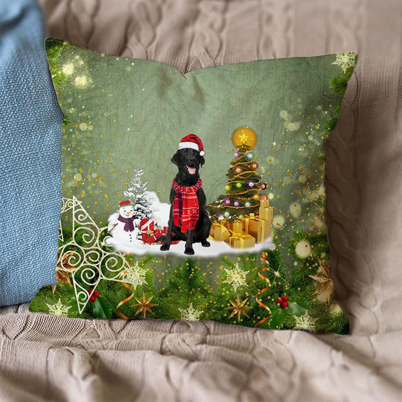 Black Labrador RetrieverMerry Christmas Pillow Case