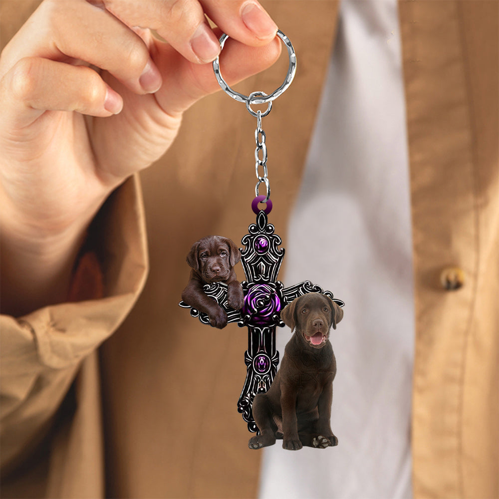 Labrador Retriever2 2 Pray For God Acrylic Keychain