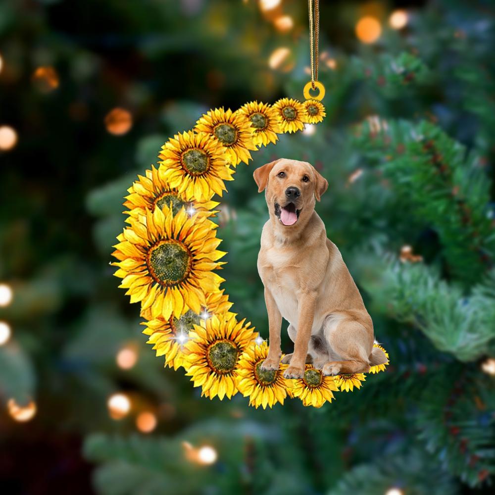 Yellow Labrador Retriever On Sunflower Moon Ornament