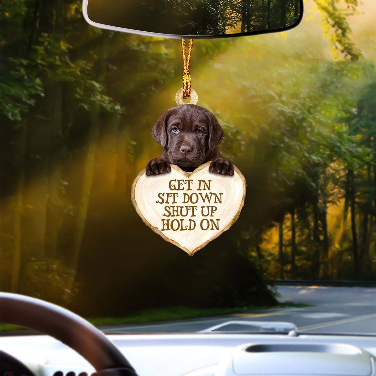 Labrador Retriever Heart Shape Get In Car Hanging Ornament