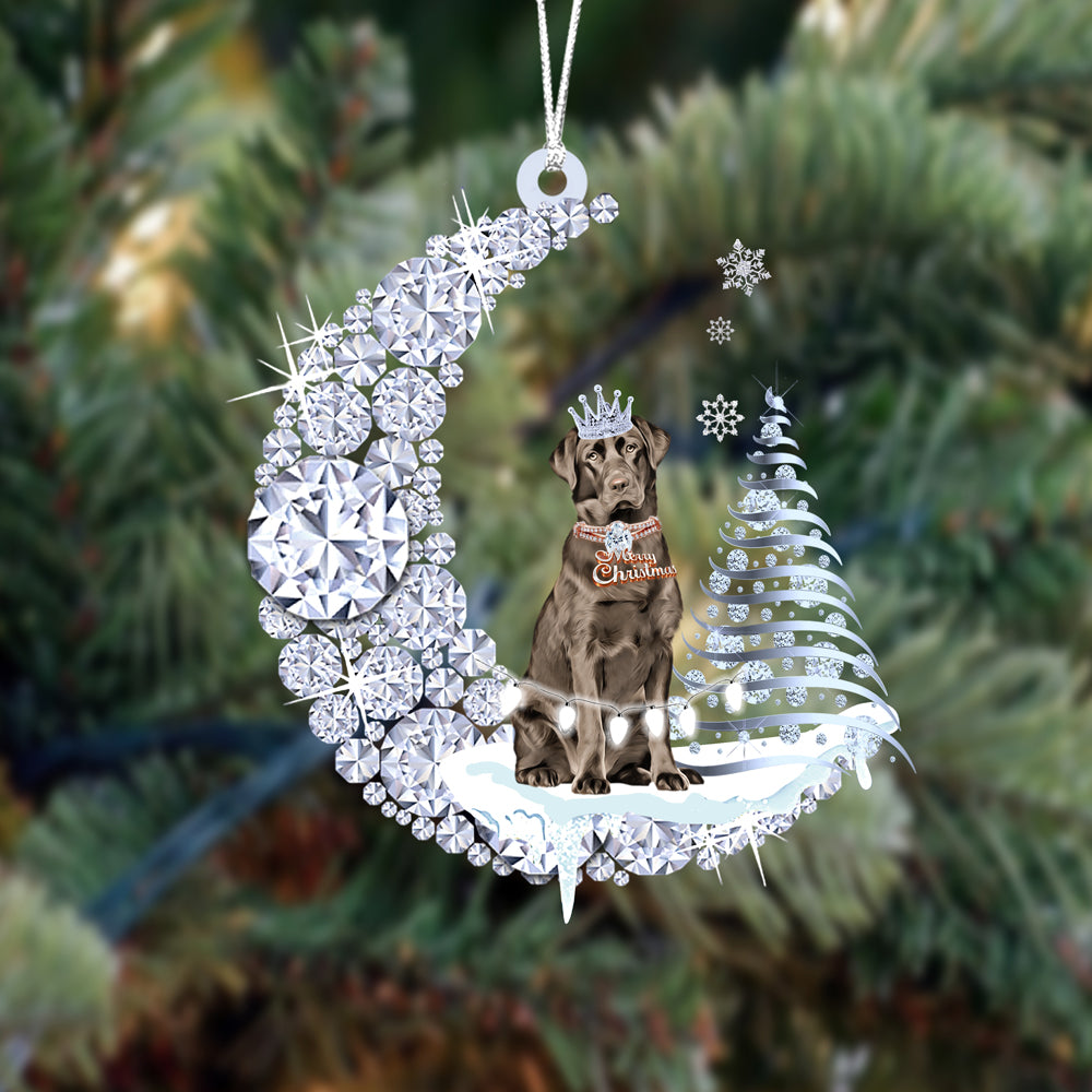 Labrador Retriever (8)Diamond Moon Merry Christmas Ornament